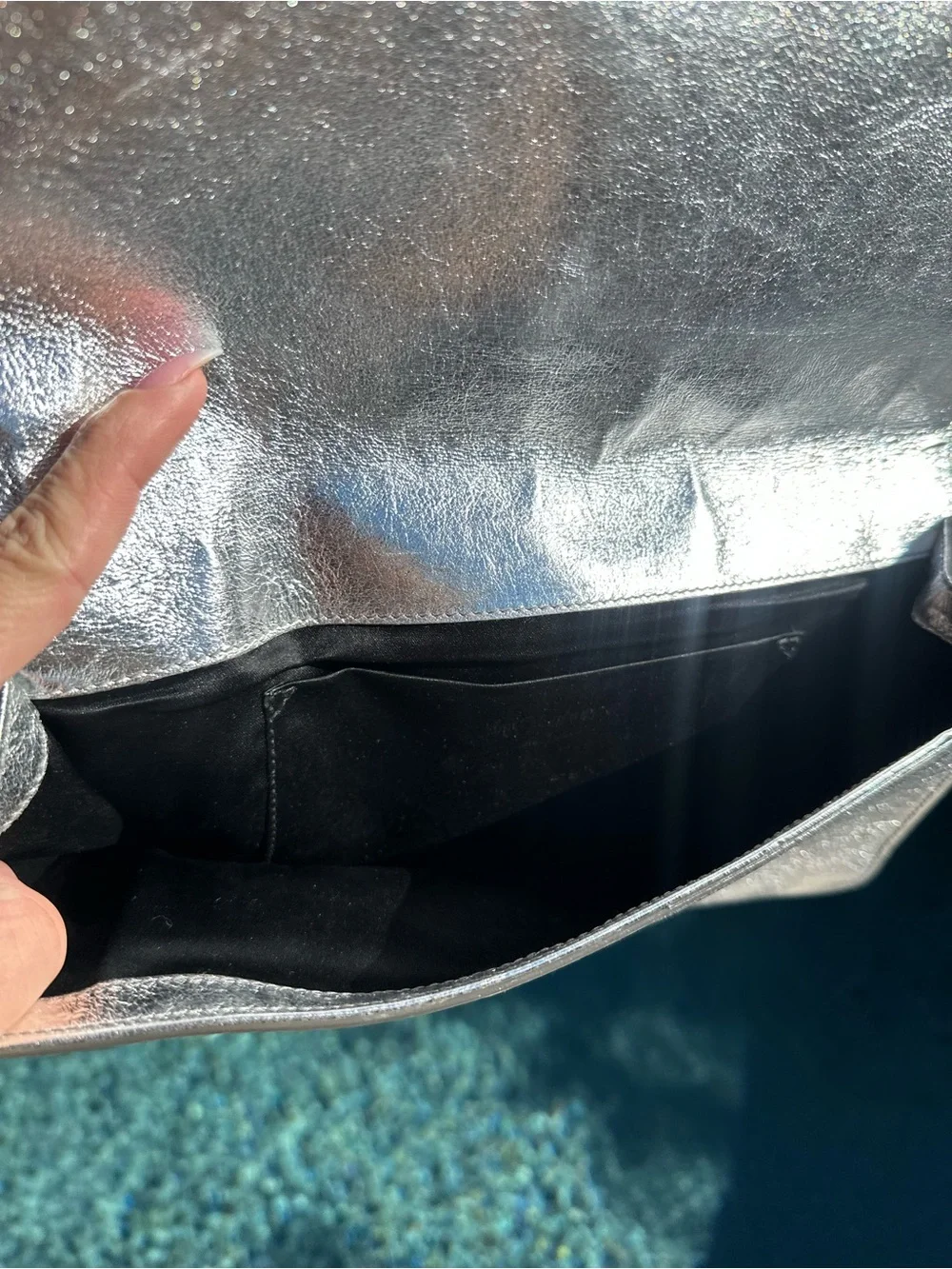 Metallic Silver YSL Clutch - Picture 6 of 9